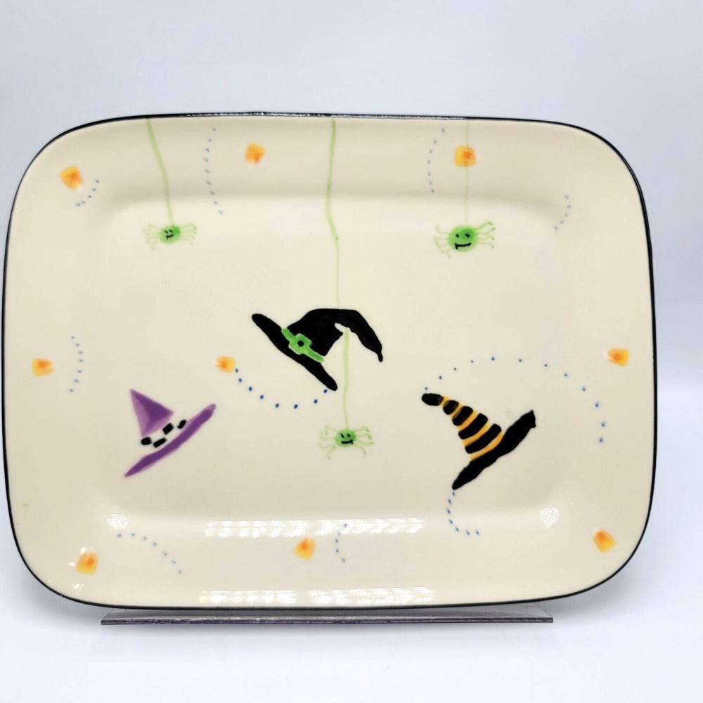 Hartstone Pottery Hocus Pocus Halloween Platter Tray Spider Witch Hat Candy 12"